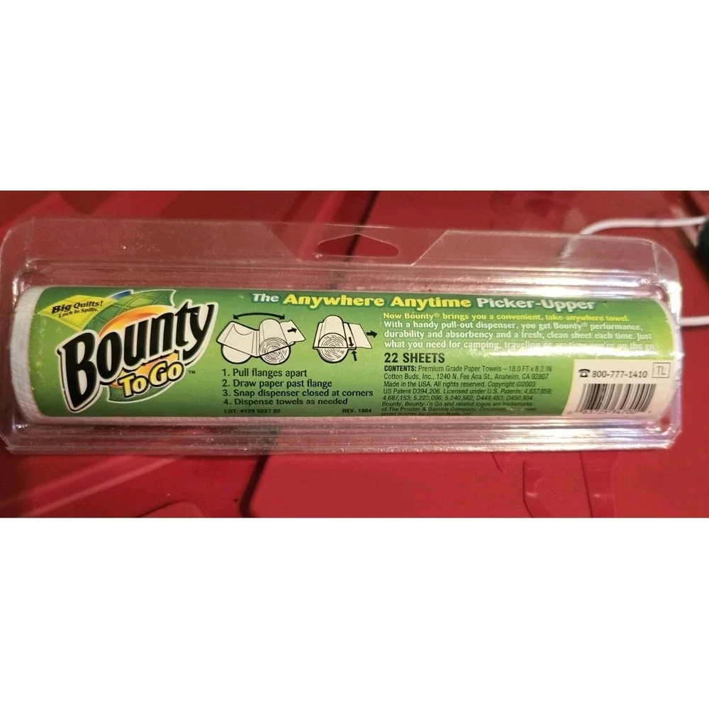 BOUNTY To Go Paper Towels Travel Size Dispenser 22 Sheets Mini Roll Vintage 2005